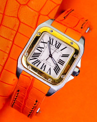 Bespoke Watch Strap in Volcanic Orange Alligator