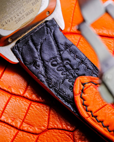 Bespoke Watch Strap in Volcanic Orange Alligator