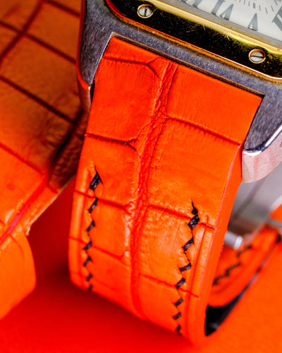 Bespoke Watch Strap in Volcanic Orange Alligator