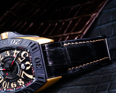 Bespoke Watch Strap in Black Crocodile