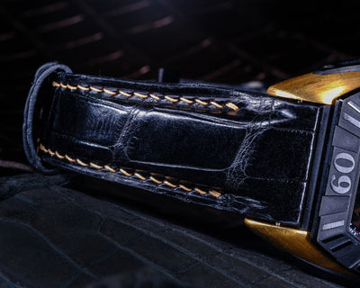 Bespoke Watch Strap in Black Crocodile