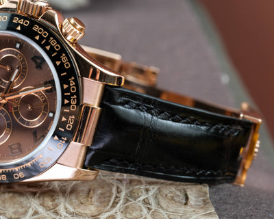 Bespoke Watch Strap in Black Crocodile