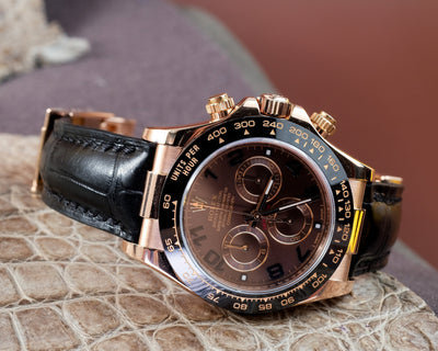Bespoke Watch Strap in Black Crocodile