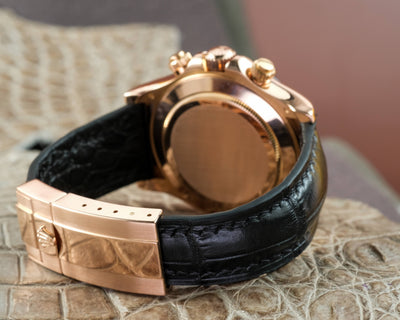 Bespoke Watch Strap in Black Crocodile