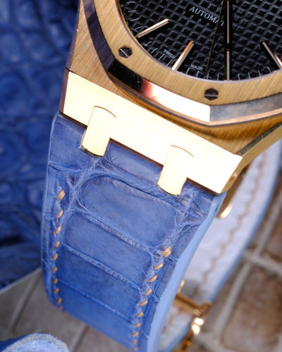 Bespoke Watch Strap in Baby Blue Himalayan Crocodile