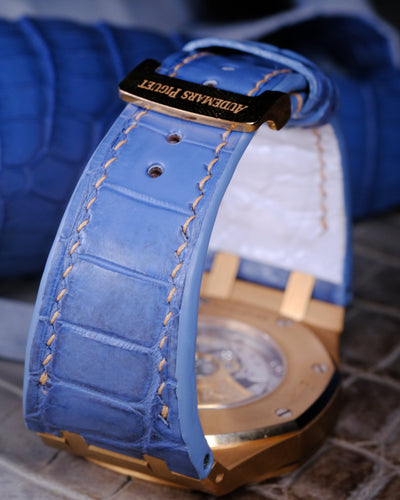 Bespoke Watch Strap in Baby Blue Himalayan Crocodile