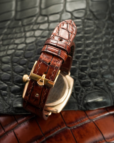 Bespoke Watch Strap in 2 Tone Dark Brown Crocodile