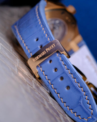 Bespoke Watch Strap in Baby Blue Himalayan Crocodile