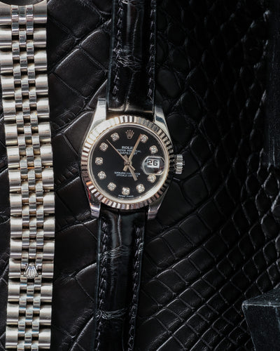Bespoke Watch Strap in Black Crocodile