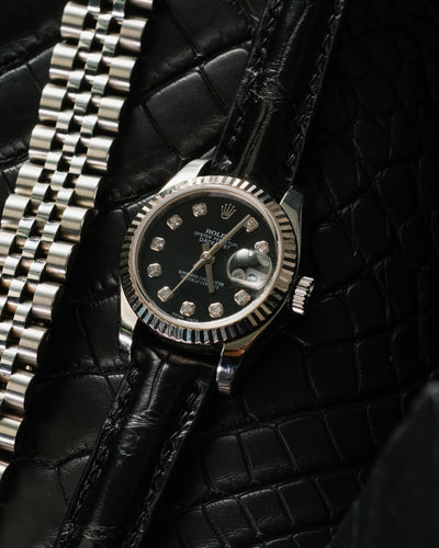 Bespoke Watch Strap in Black Crocodile