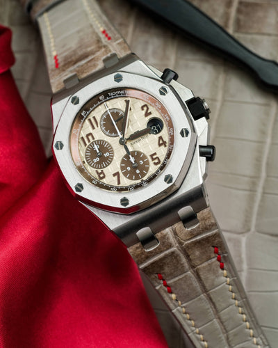 Bespoke Watch Strap in Grey Himalayan Crocodile