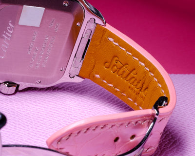 Bespoke Watch Strap in Baby Pink Crocodile