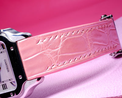 Bespoke Watch Strap in Baby Pink Crocodile