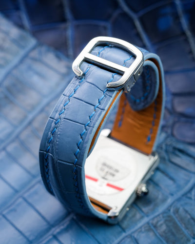 Bespoke Watch Strap in Baby Blue Himalayan Crocodile