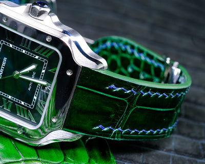 Bespoke Watch Strap in Hunter Green Crocodile