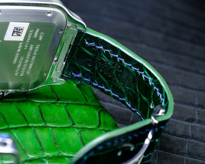 Bespoke Watch Strap in Hunter Green Crocodile