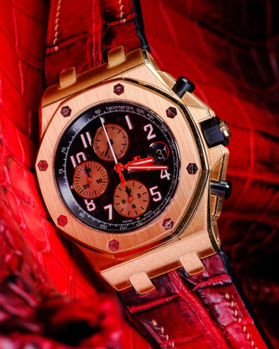 Bespoke Watch Strap in Red Himalayan Crocodile