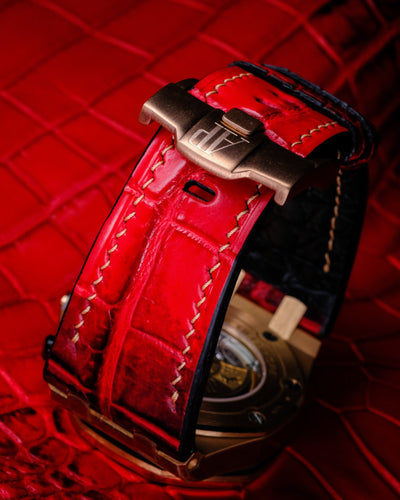 Bespoke Watch Strap in Red Himalayan Crocodile