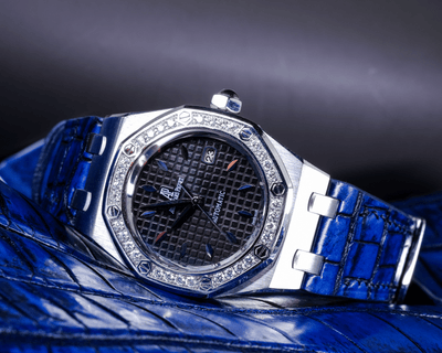 Bespoke Watch Strap in 2 Tone Navy Blue Crocodile