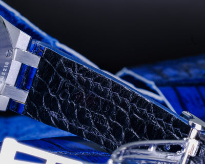 Bespoke Watch Strap in 2 Tone Navy Blue Crocodile