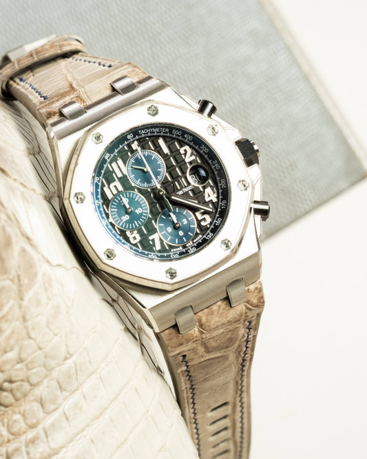 Bespoke Watch Strap in Grey Himalayan Crocodile