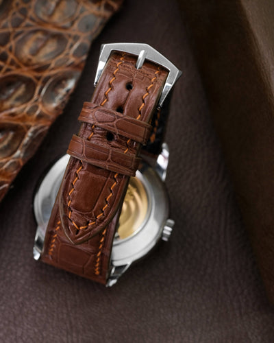 Bespoke Watch Strap in Chocolate Brown Crocodile