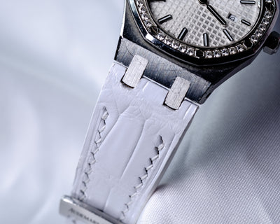 Bespoke Watch Strap in White Crocodile