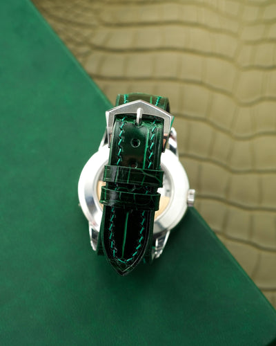 Bespoke Watch Strap in Hunter Green Crocodile