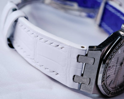 Bespoke Watch Strap in White Crocodile