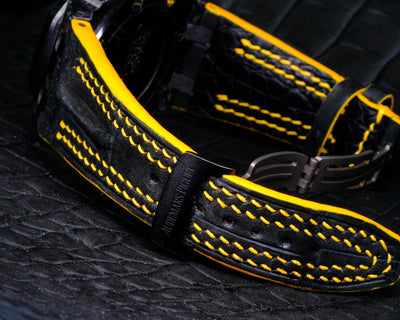 Bespoke Watch Strap in Black Crocodile