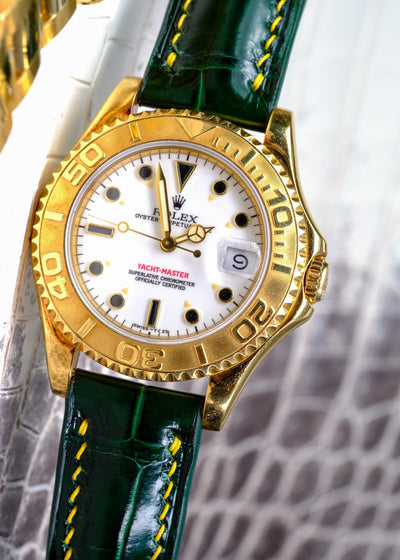 Bespoke Watch Strap in Hunter Green Crocodile