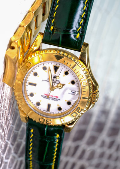 Bespoke Watch Strap in Hunter Green Crocodile