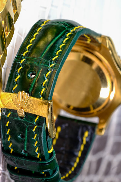 Bespoke Watch Strap in Hunter Green Crocodile