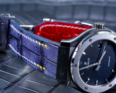 Bespoke Watch Strap in Grey Rubbed Off Crocodile