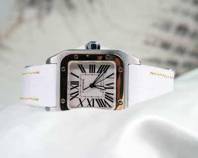 Bespoke Watch Strap in White Crocodile