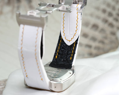 Bespoke Watch Strap in White Crocodile
