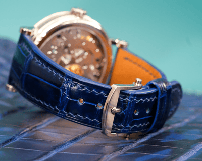 Bespoke Watch Strap in Electric Blue Crocodile