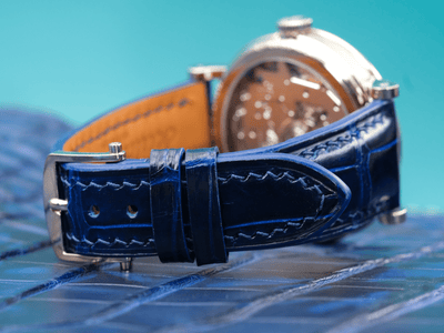 Bespoke Watch Strap in Electric Blue Crocodile