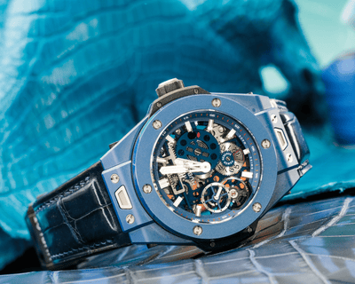 Bespoke Watch Strap in Navy Blue Crocodile
