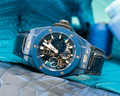 Bespoke Watch Strap in Navy Blue Crocodile