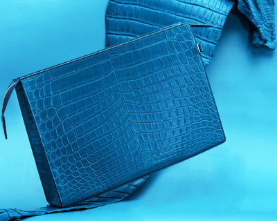 Bespoke Clutch Bag in Miami Blue Crocodile