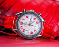 Bespoke Watch Strap in Ferrari Red Crocodile