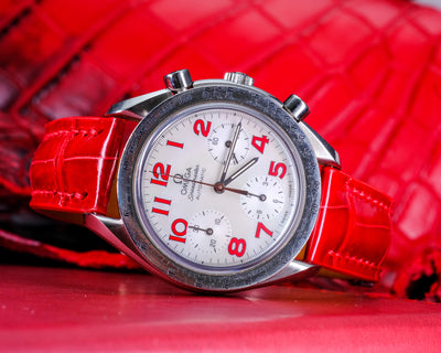 Bespoke Watch Strap in Ferrari Red Crocodile