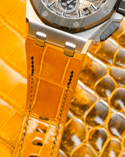 Bespoke Watch Strap in Yellow Himalayan Crocodile