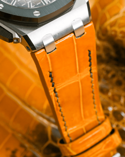 Bespoke Watch Strap in Yellow Himalayan Crocodile