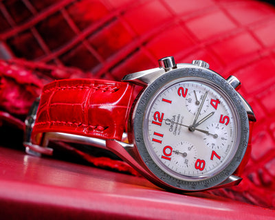Bespoke Watch Strap in Ferrari Red Crocodile