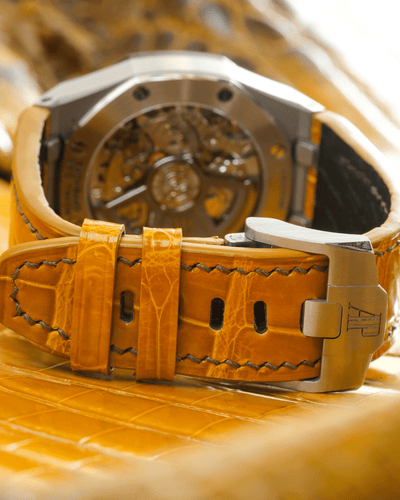 Bespoke Watch Strap in Yellow Himalayan Crocodile