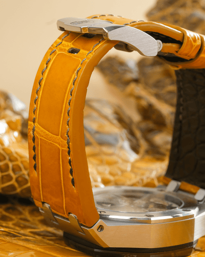 Bespoke Watch Strap in Yellow Himalayan Crocodile