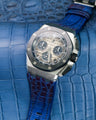 Bespoke Watch Strap in Electric Blue Himalayan Crocodile