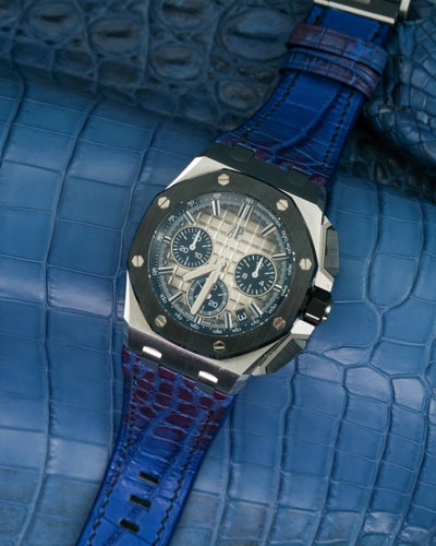 Bespoke Watch Strap in Electric Blue Himalayan Crocodile